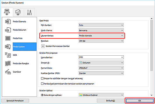 gambar: Kotak dialog Setelan